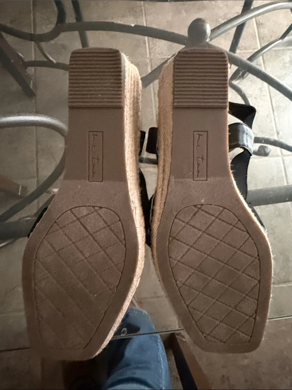 MeToo Black Cross-Strap Women's Espadrille Sandals